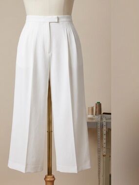 Babaton by Aritzia Pleated High-Rise Wide Leg Pants - White - Fully Lined